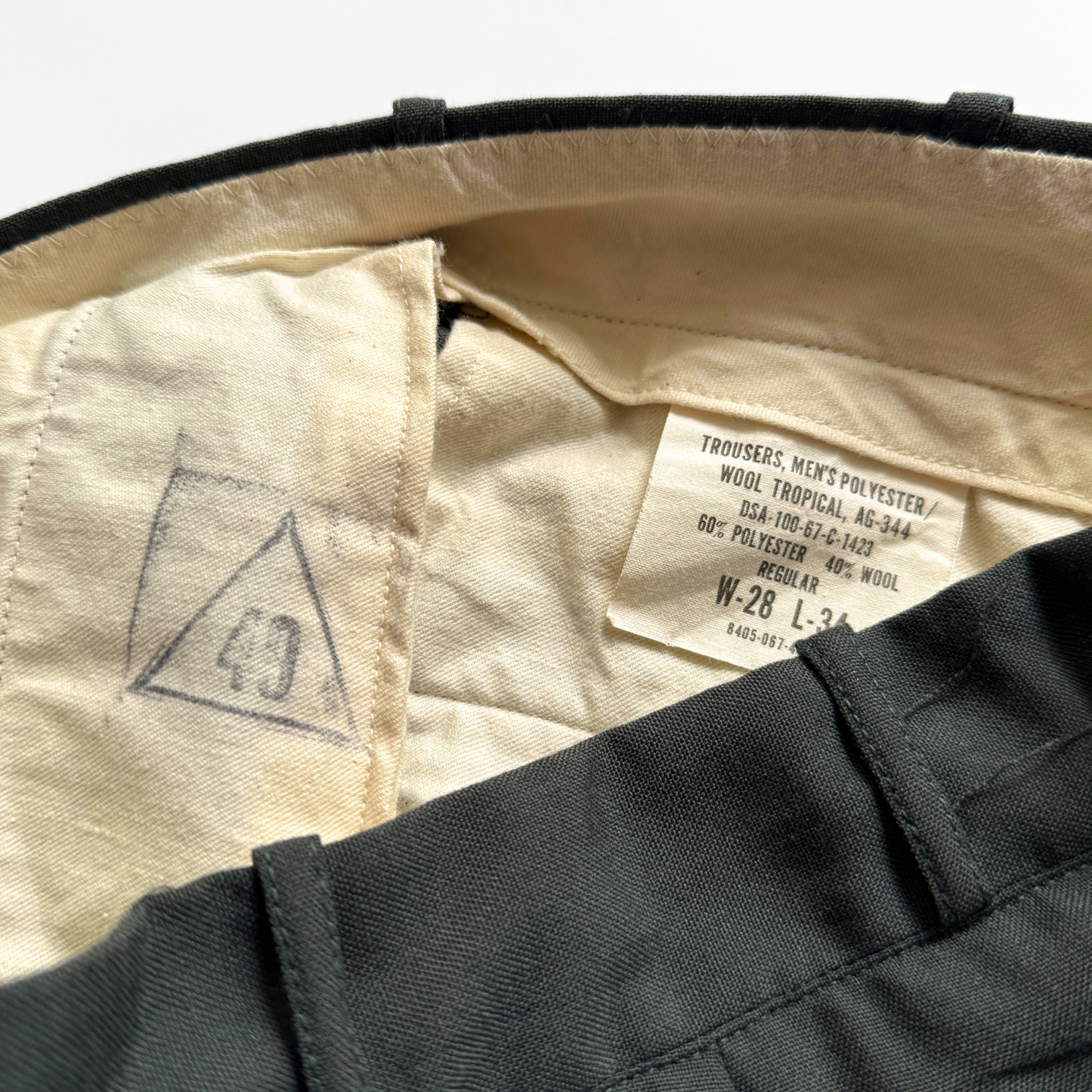1960s U.S. Army Green Wool Tropical Dress Pants