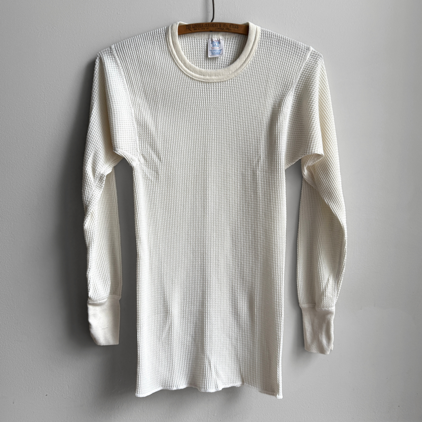 1980s White Waffle Knit Thermal Long Sleeve