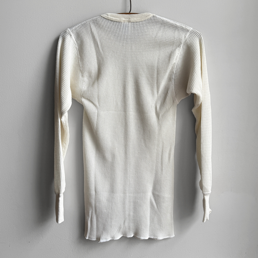 1980s White Waffle Knit Thermal Long Sleeve