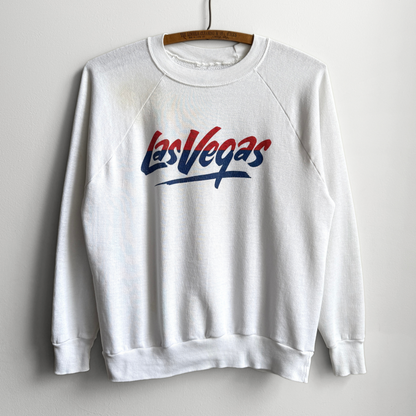 1980s Las Vegas White Graphic Raglan Sweatshirt