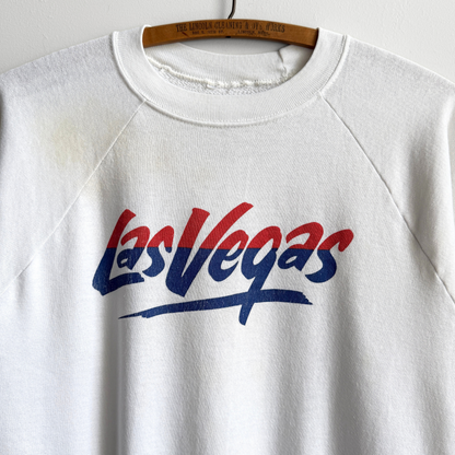 1980s Las Vegas White Graphic Raglan Sweatshirt