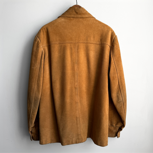 1970s Brown Genuine Suede Leather Snap Jacket