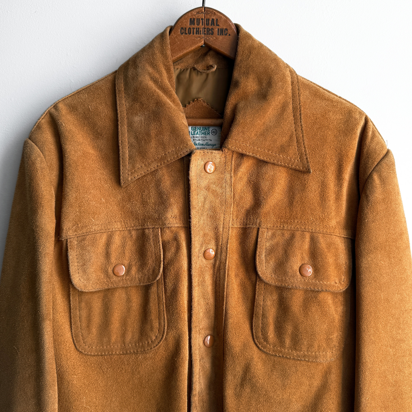 1970s Brown Genuine Suede Leather Snap Jacket