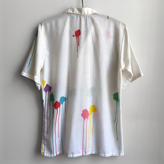 1980s Rainbow Paint Splatter Short Sleeve Shirt