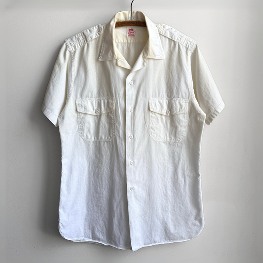 1950s White Sanforized Short Sleeve Work Shirt