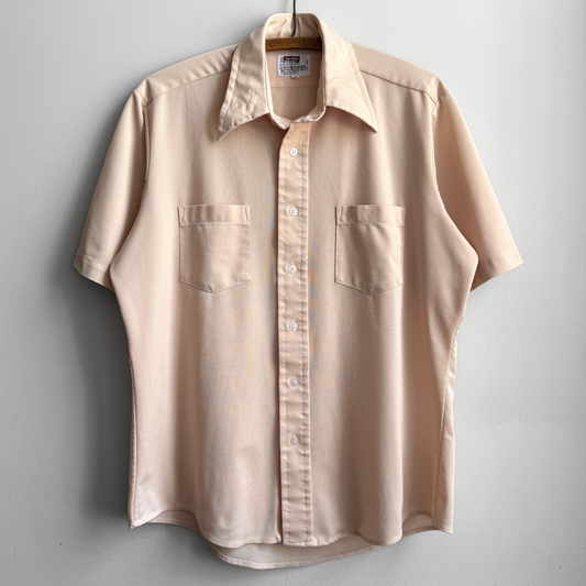 1970s Light Tan Short Sleeve Dress Shirt