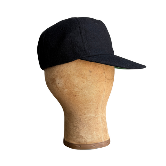 1960s Black Wool Elastic Baseball Cap