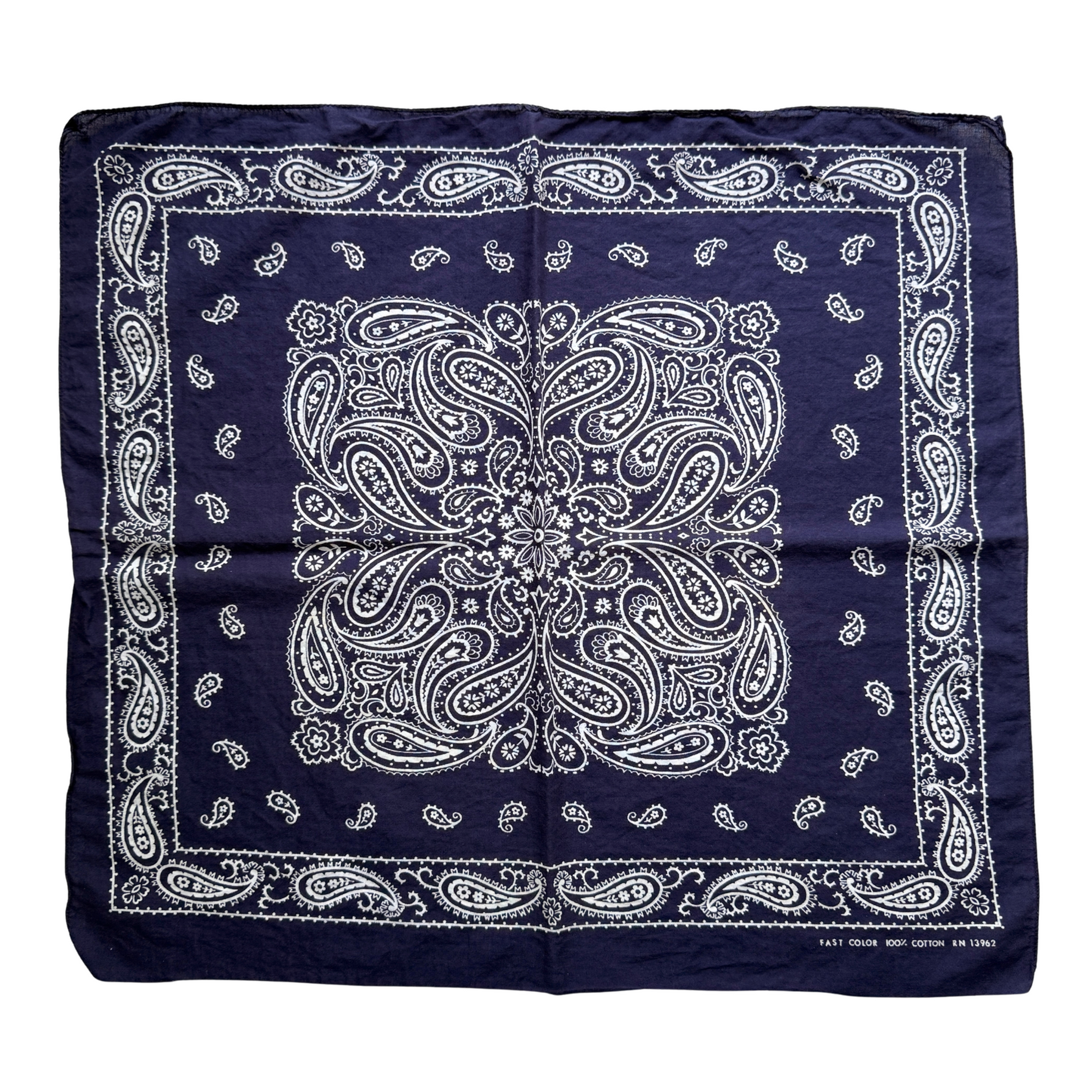 1960s Navy Blue Paisley Print Cotton Bandana