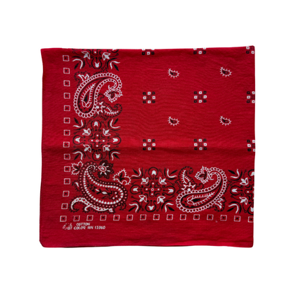 1960s Red Paisley Print Cotton Bandana