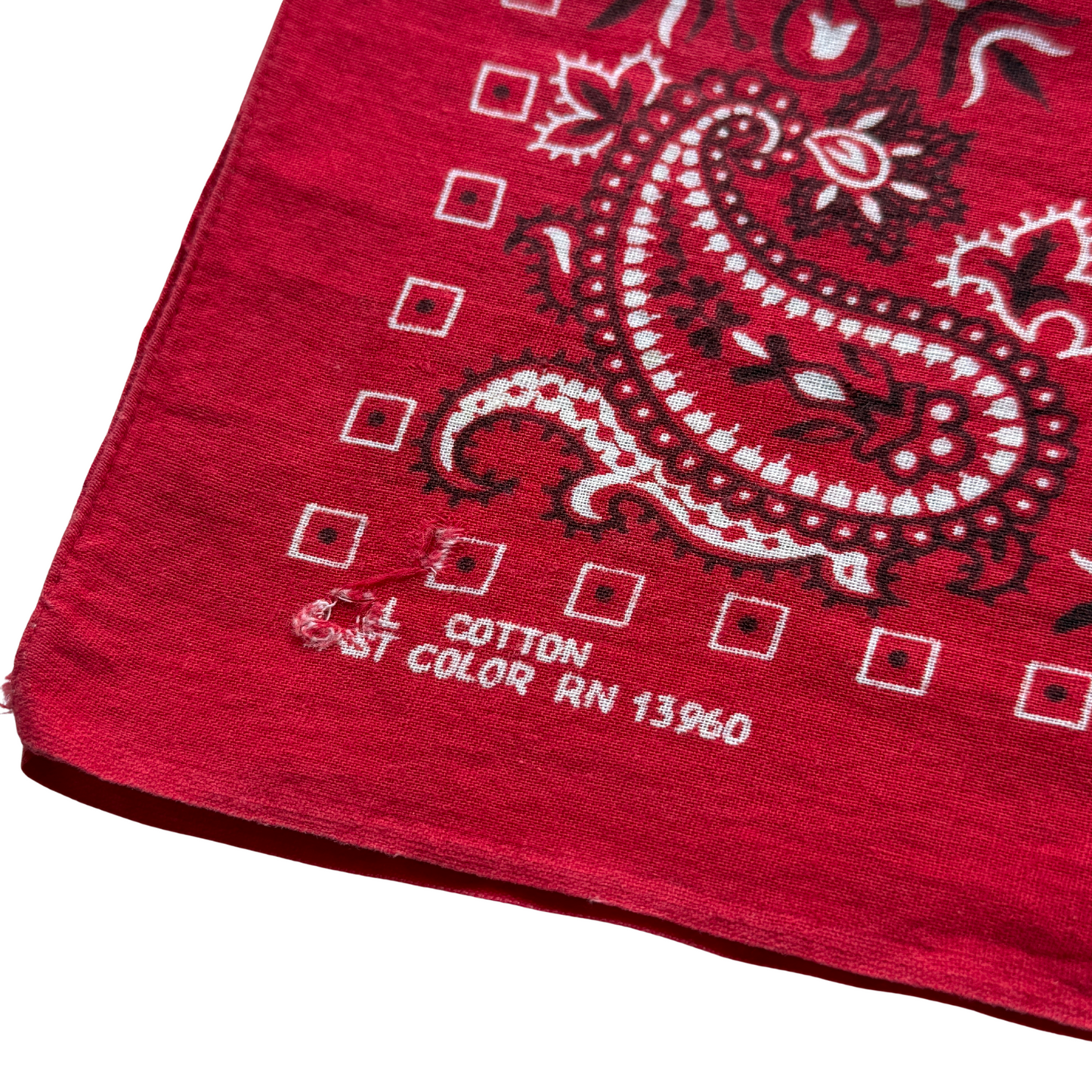 1960s Red Paisley Print Cotton Bandana