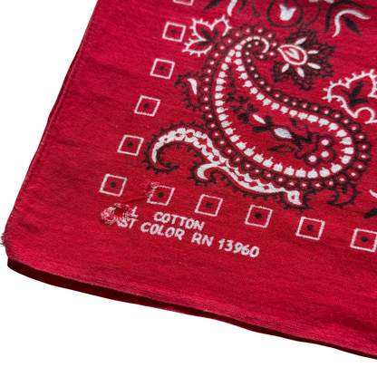 1960s Red Paisley Print Cotton Bandana