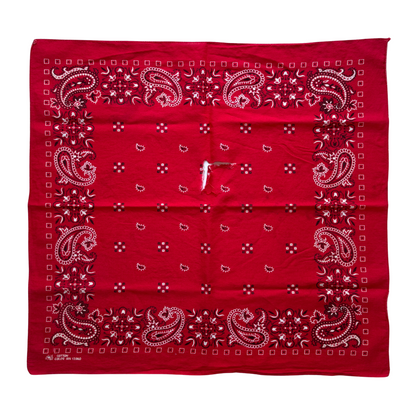 1960s Red Paisley Print Cotton Bandana