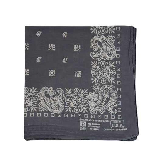 1980s Grey Paisley Print Cotton Bandana