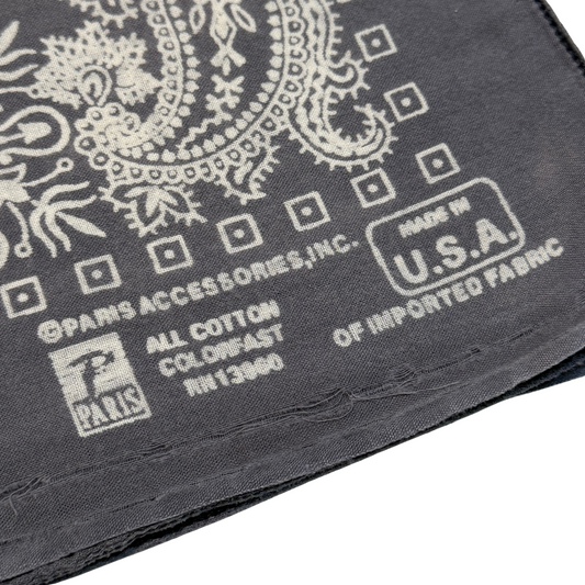1980s Grey Paisley Print Cotton Bandana