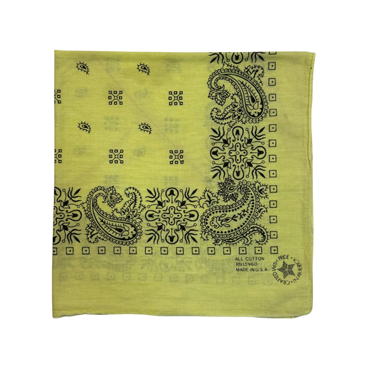 1980s Yellow Paisley Print Cotton Bandana