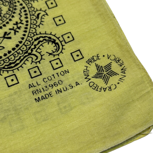 1980s Yellow Paisley Print Cotton Bandana