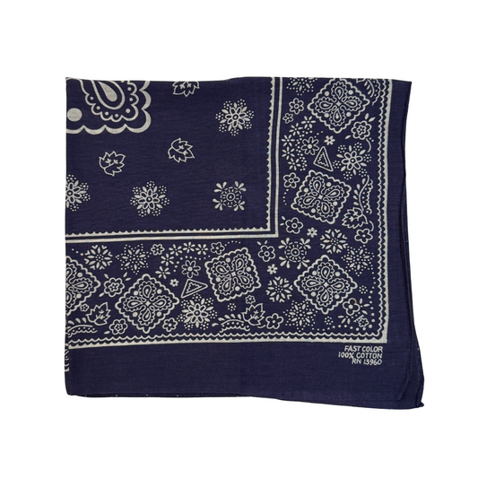 1960s Navy Blue Cookie Cutter Print Cotton Bandana