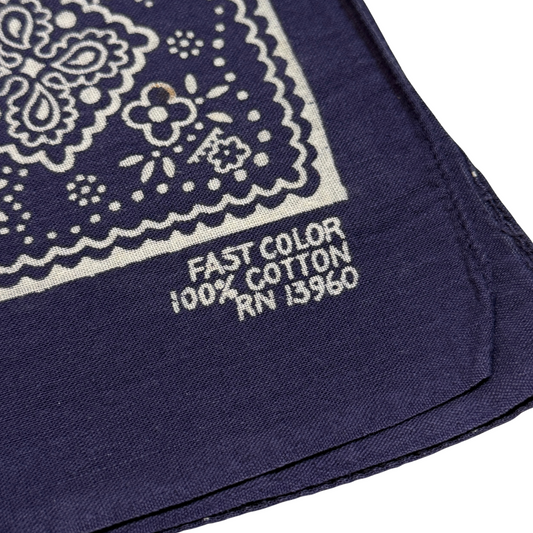 1960s Navy Blue Cookie Cutter Print Cotton Bandana