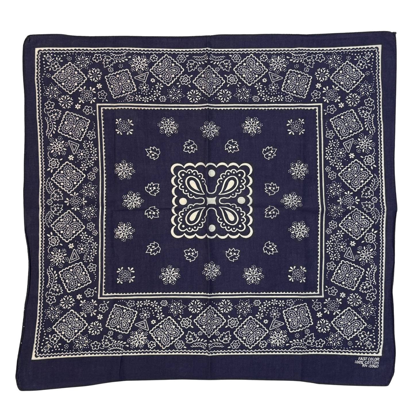 1960s Navy Blue Cookie Cutter Print Cotton Bandana