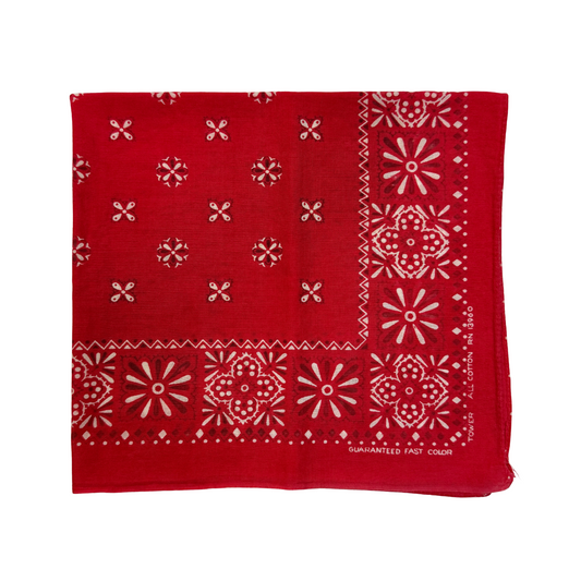 1960s Red Floral Print Cotton Bandana