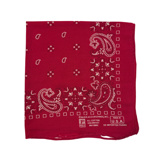 1980s Red Paisley Print Cotton Bandana