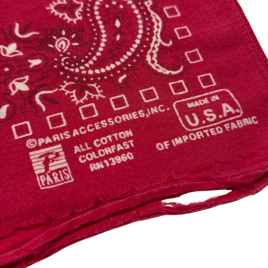 1980s Red Paisley Print Cotton Bandana