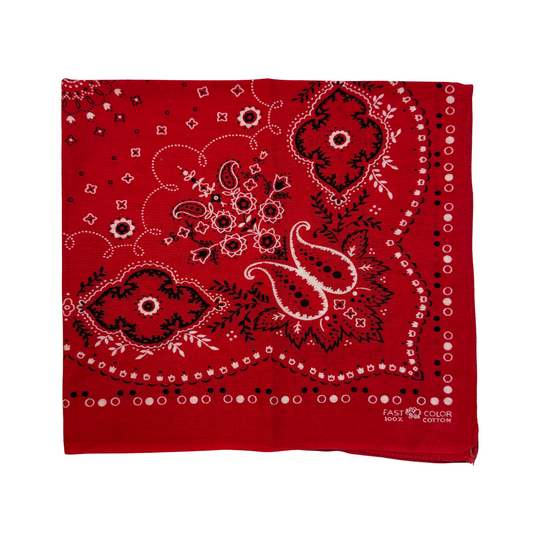 1960s Red Floral Print Cotton Bandana