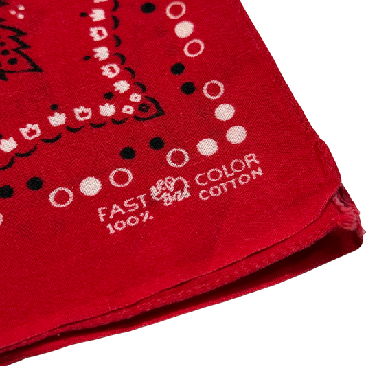 1960s Red Floral Print Cotton Bandana