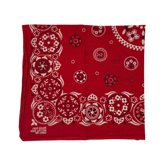 1960s Red Circular Print Cotton Bandana