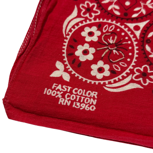 1960s Red Circular Print Cotton Bandana