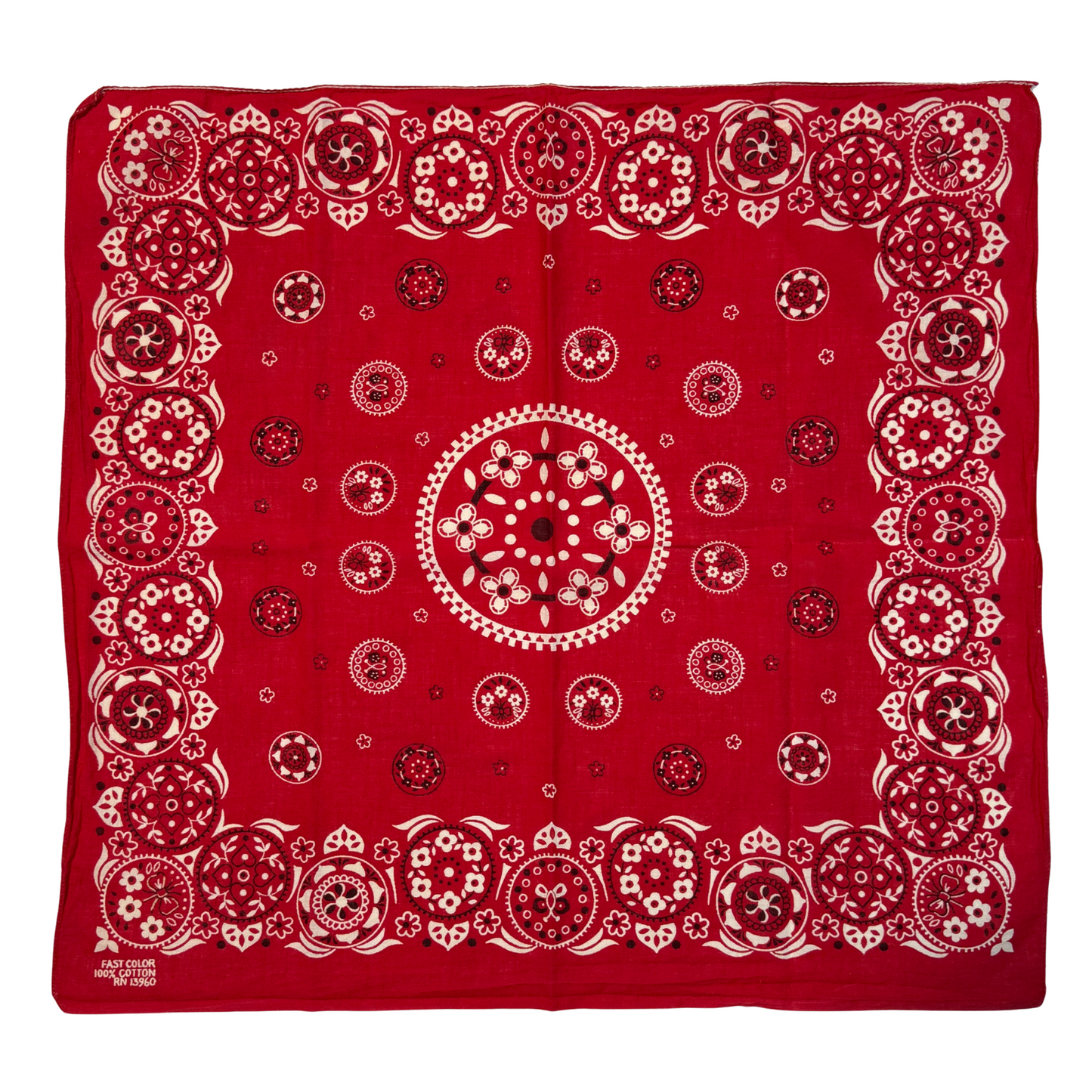 1960s Red Circular Print Cotton Bandana