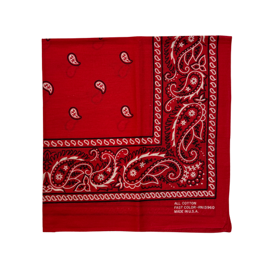 1970s Red Paisley Print Cotton Bandana
