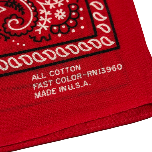 1970s Red Paisley Print Cotton Bandana