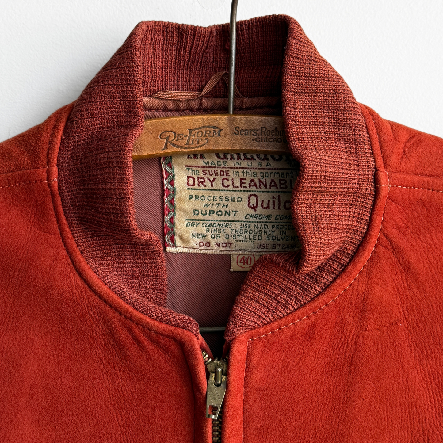 1950s Orange Quilon Suede Leather Jacket