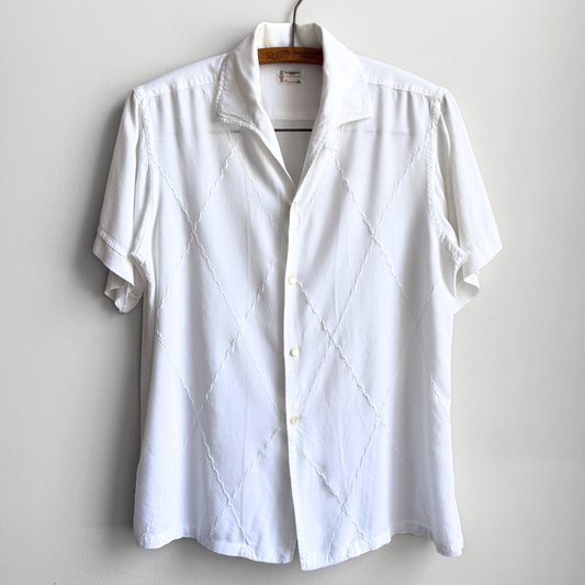 1960s Towncraft White Rayon Short Sleeve Shirt