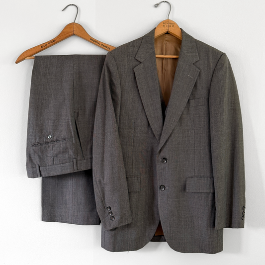 1980s Grey Glen Check Plaid 3-Piece Wool Suit