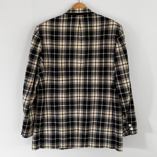 1960s Black & White Check Plaid Blazer Jacket