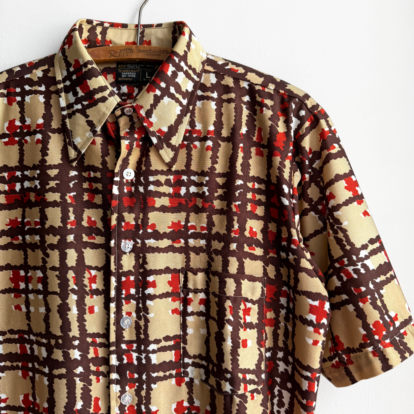 1970s Brown Splatter Plaid Shirt