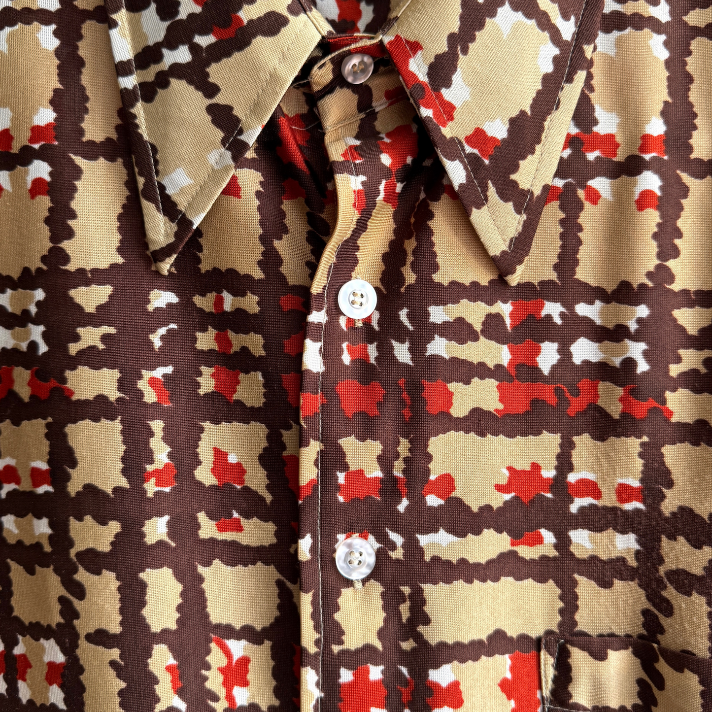 1970s Brown Splatter Plaid Shirt