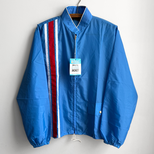 1970s Blue & Red Striped Nylon Racing Jacket