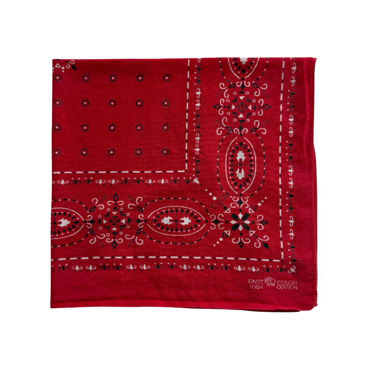 1960s Red Geometric Print Cotton Bandana