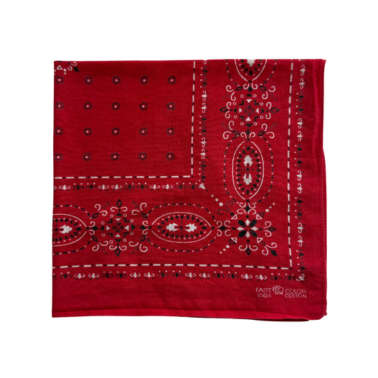 1960s Red Geometric Print Cotton Bandana