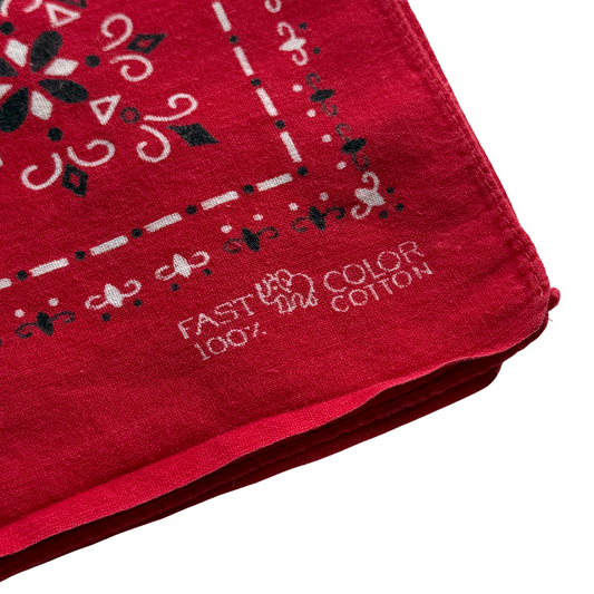 1960s Red Geometric Print Cotton Bandana