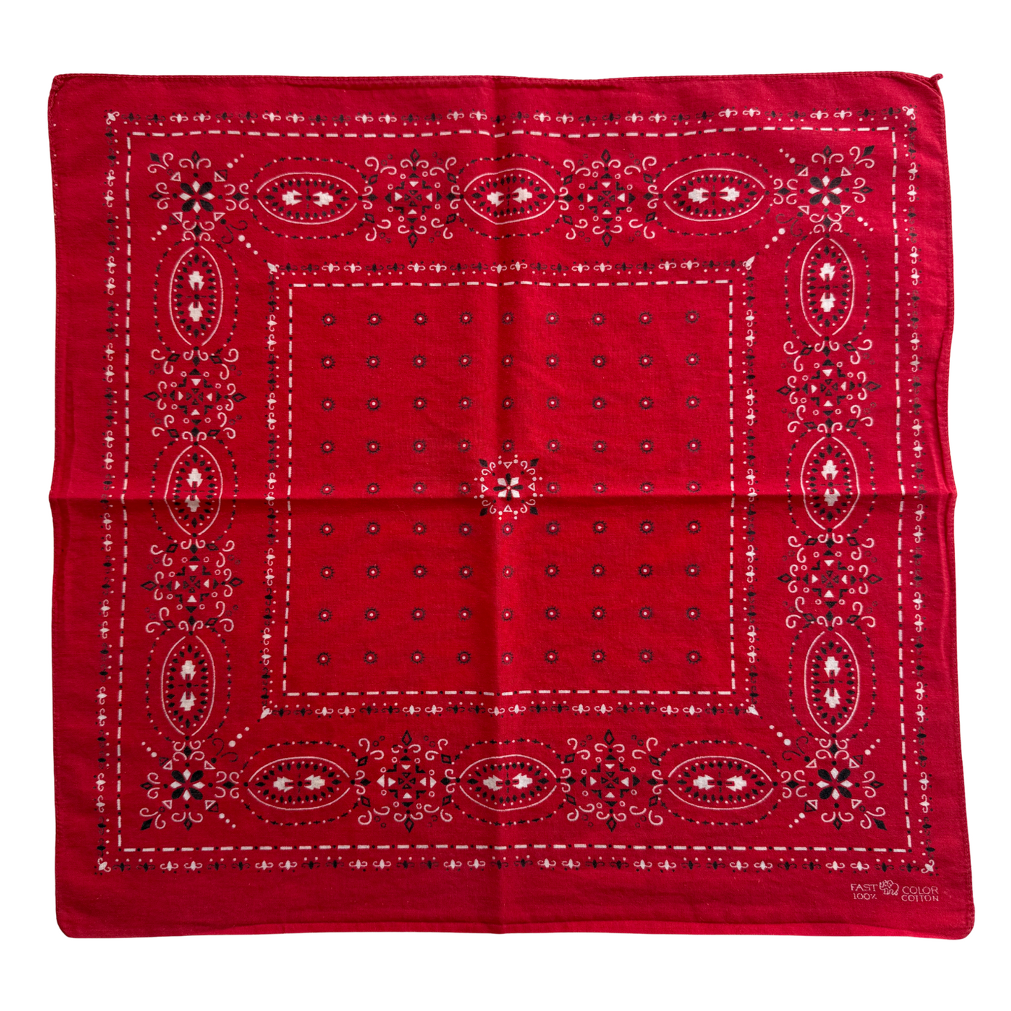1960s Red Geometric Print Cotton Bandana