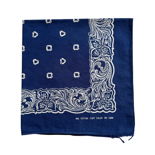 1960s Blue Paisley Print Cotton Bandana