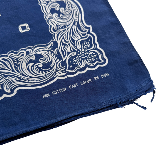 1960s Blue Paisley Print Cotton Bandana