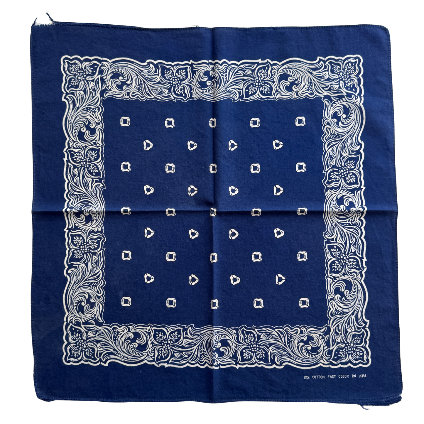 1960s Blue Paisley Print Cotton Bandana