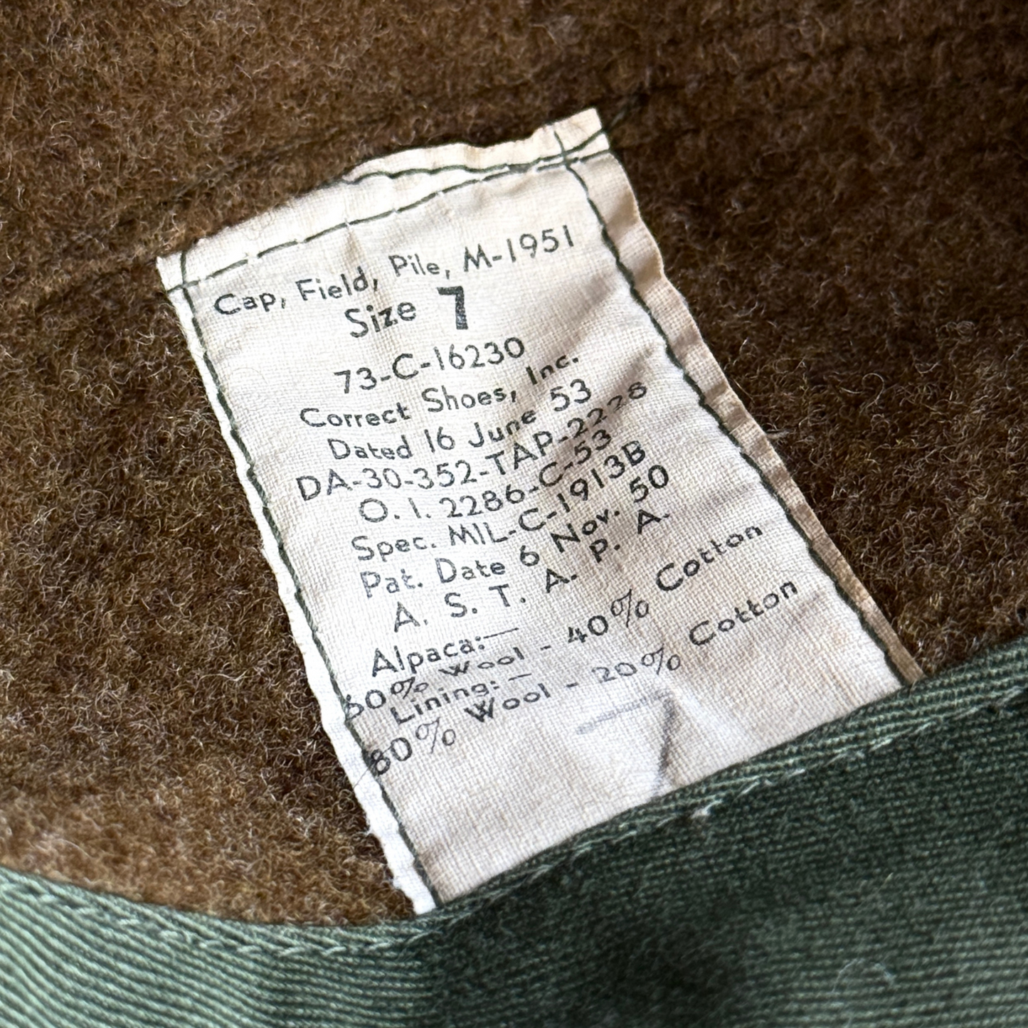 1950s U.S. Army M-1951 Ear Flap Cap