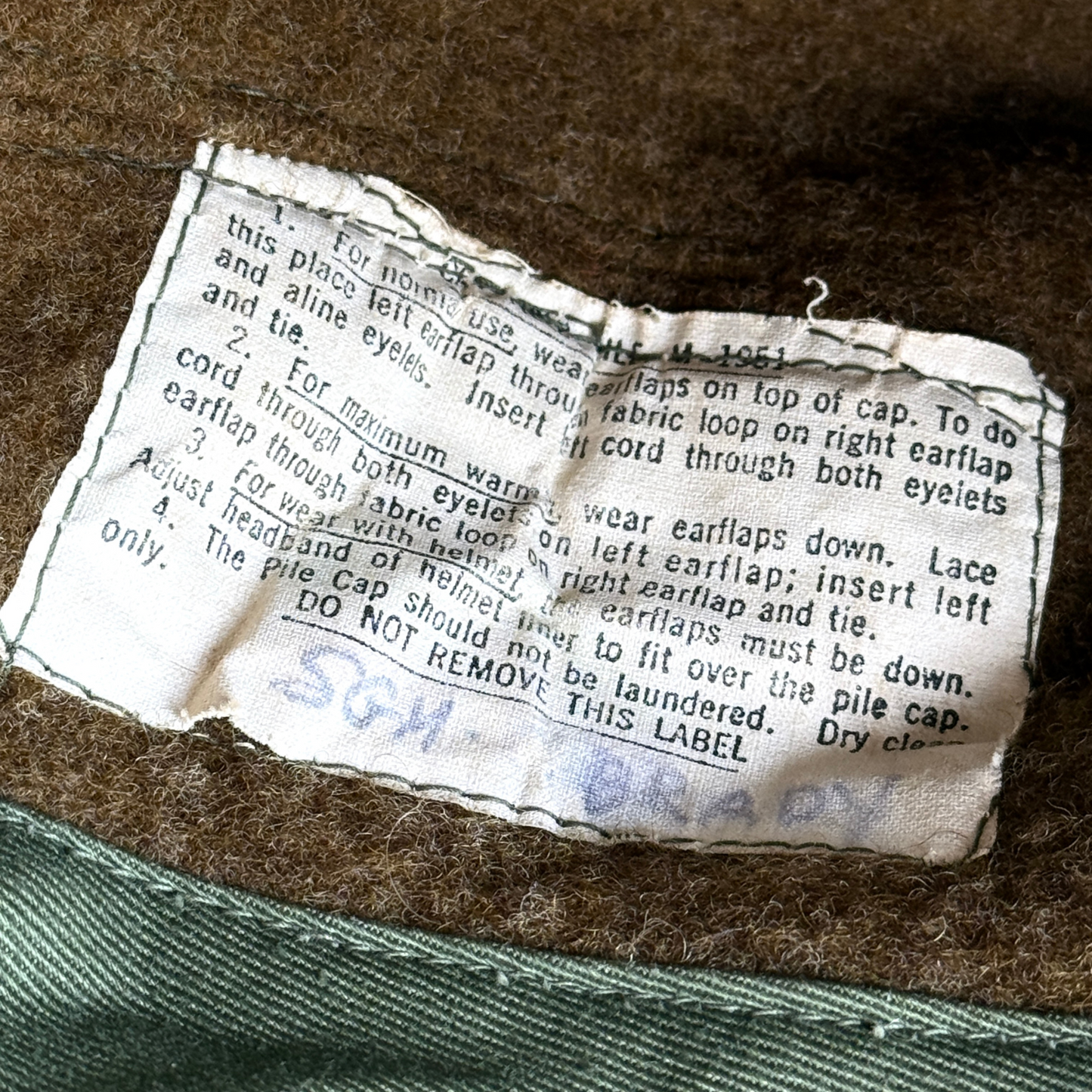 1950s U.S. Army M-1951 Ear Flap Cap