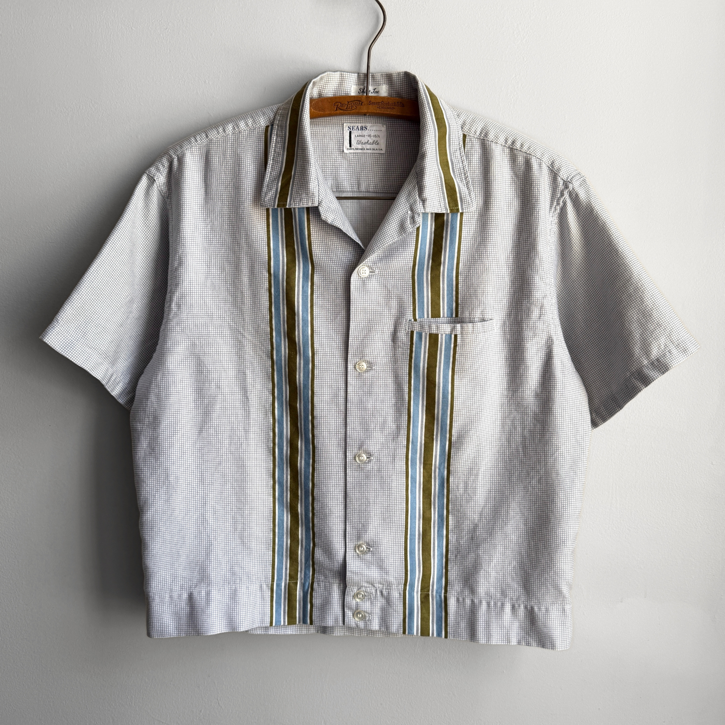 1960s Blue & Green Striped Shirt Jac